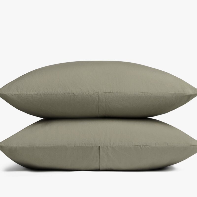 Brushed Cotton Pillowcase Set - Moss