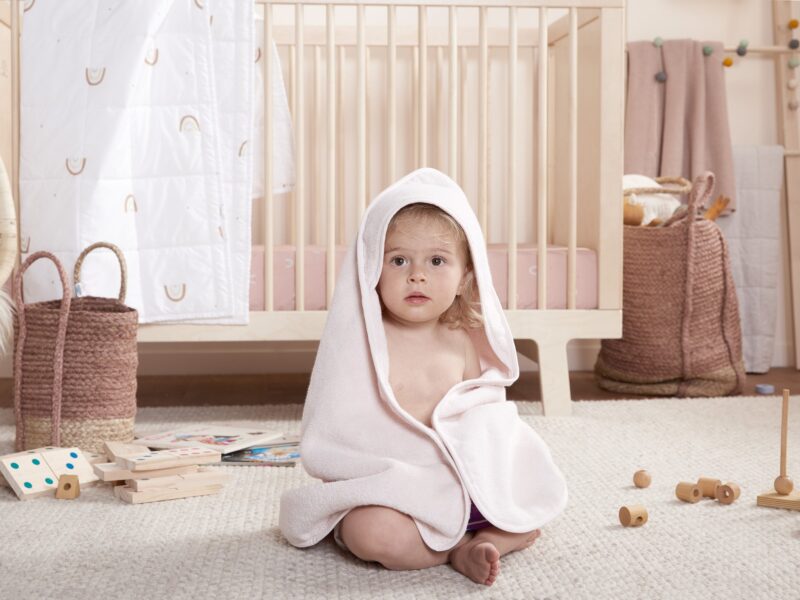 Organic Hooded Baby Towel (Blush) - Image 3