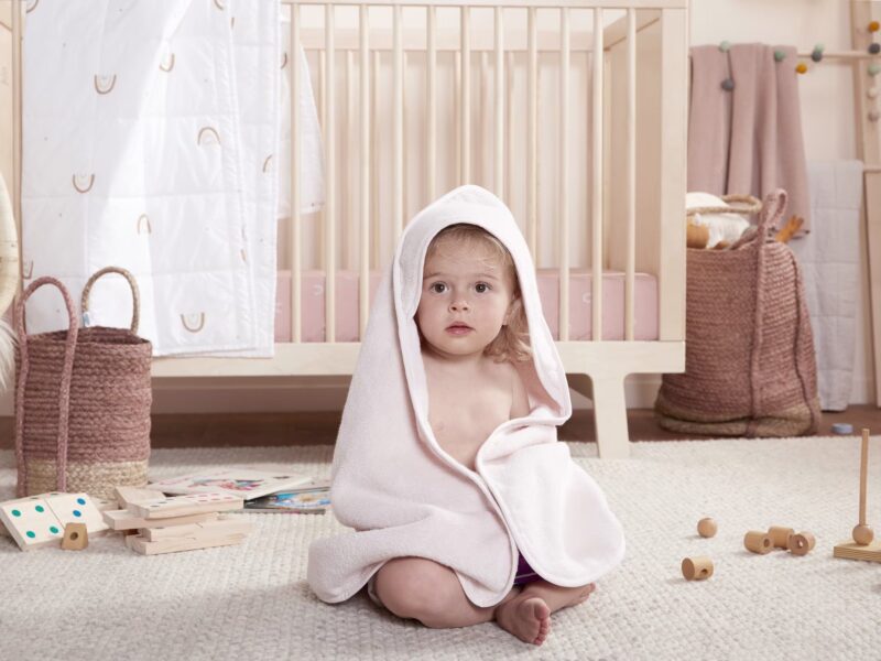 Organic Hooded Toddler Towel (Blush) - Image 3