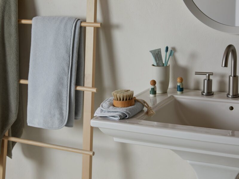 Organic Hooded Baby Towel (Sky) - Image 3