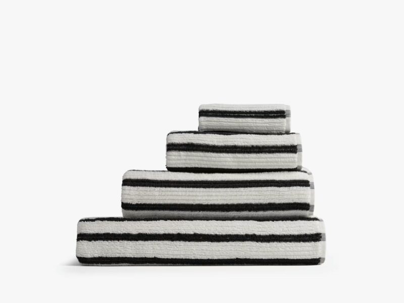 Organic Resort Stripe Towels (Plaster with Soft Black)