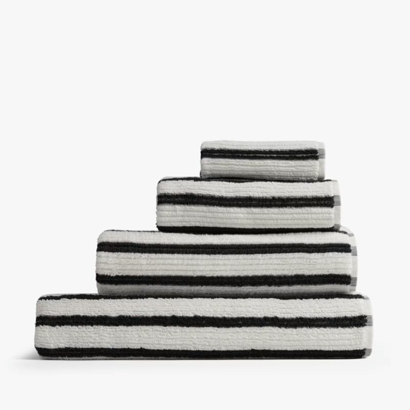 Organic Resort Stripe Towels (Plaster with Soft Black)
