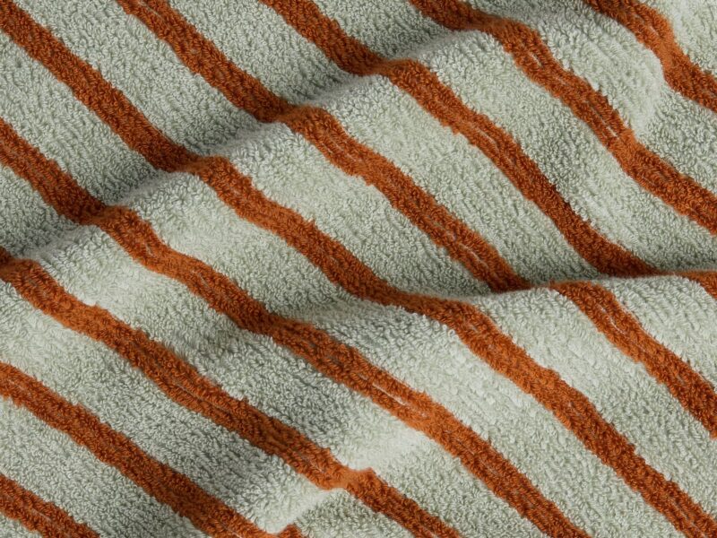 Organic Resort Stripe Towels (Sage with Russet) - Image 2