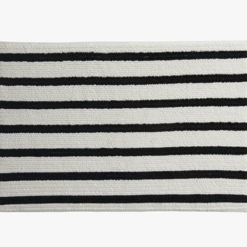 Organic Resort Stripe Tub Mat (Plaster with Soft Black)